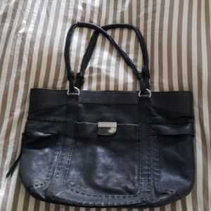 Ghurka large shoulder purse bag black leather